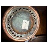 Vintage Hammered Copper Bed Warmer Foot Warmer Pan w Wood Handle