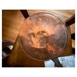 Vintage Hammered Copper Bed Warmer Foot Warmer Pan w Wood Handle