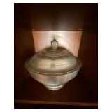 Vintage Pewter Tone Lidded Tureen Serving Bowl Pedestal Base