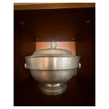 Vintage Pewter Tone Lidded Tureen Serving Bowl Pedestal Base