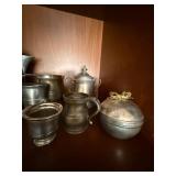 Vintage Pewter Hollowware Lot Tankards Cups Lidded Pot 10 Pc Vintage Pewter Hollowware Lot Tankards Cups Lidded Pot 10 Pc
