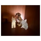 3 Pc Dog Figurine Lot Brass Retriever Frosted Glass Stone Scotty 3 Pc Dog Figurine Lot Brass Retriever Frosted Glass Stone Scotty