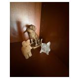 3 Pc Dog Figurine Lot Brass Retriever Frosted Glass Stone Scotty 3 Pc Dog Figurine Lot Brass Retriever Frosted Glass Stone Scotty