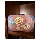 Mini Suitcase Keepsake Box & Covered Wagon Figurine Decor Lot Mini Suitcase Keepsake Box & Covered Wagon Figurine Decor Lot