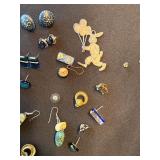 Mixed Art Glass and Sterling Silver Earrings & Pins Lot Dichroic Fused Glass Jewelry