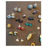 Mixed Art Glass and Sterling Silver Earrings & Pins Lot Dichroic Fused Glass Jewelry