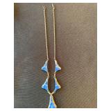 JMC Sterling Silver Blue Stone Inlay Necklace Vintage 33g
