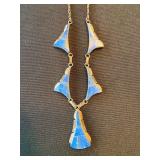 JMC Sterling Silver Blue Stone Inlay Necklace Vintage 33g