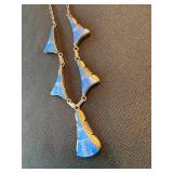 JMC Sterling Silver Blue Stone Inlay Necklace Vintage 33g