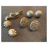 Vintage Silver Stud Earring Lot 4 Pair Mixed Artisan Styles