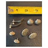 Vintage Silver Stud Earring Lot 4 Pair Mixed Artisan Styles
