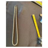 Vintage Graduated Silver Tone Stamped Bead Necklace 17 in Hook Clasp