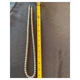 Vintage Graduated Silver Tone Stamped Bead Necklace 17 in Hook Clasp