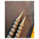 Vintage Graduated Silver Tone Stamped Bead Necklace 17 in Hook Clasp