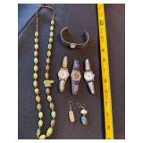 Sterling Turquoise Cuff Bracelet SW Jewelry Lot Watches Necklace