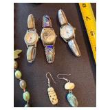 Sterling Turquoise Cuff Bracelet SW Jewelry Lot Watches Necklace