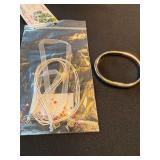 Silver Tone Oval Hinged Bangle Bracelet w Necklace Cords Beads Lot