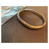 Silver Tone Oval Hinged Bangle Bracelet w Necklace Cords Beads Lot