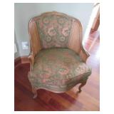 Wood wicker and upholstered chair...