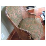 Wood wicker and upholstered chair...