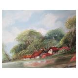 Framed art on canvas approx. 5.5