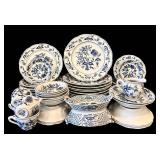 K - Blue Danube Dinnerware Set - 64-Piece White & Blue Floral Pattern