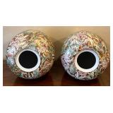 FR - Pair of Chinese Porcelain Ginger Jars - 12 Inches Tall, Chinoiserie Floral Pattern