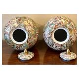 FR - Pair of Chinese Porcelain Ginger Jars - 12 Inches Tall, Chinoiserie Floral Pattern