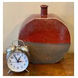 LR - Two Candle Holders: 20in Pear-Top & Lattice Wood Stands, Faux Fruit & Love Sign Decor