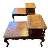 LR - Pair of Vintage Telephone Tables - Carved Wood