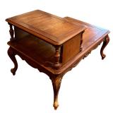 LR - Pair of Vintage Telephone Tables - Carved Wood