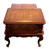 LR - Pair of Vintage Telephone Tables - Carved Wood