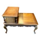 LR - Pair of Vintage Telephone Tables - Carved Wood