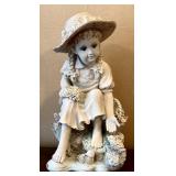 LR - Girl with Birds & Flowers Resin Statue - 18 in Tall