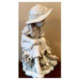 LR - Girl with Birds & Flowers Resin Statue - 18 in Tall