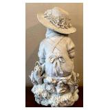 LR - Girl with Birds & Flowers Resin Statue - 18 in Tall