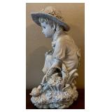 LR - Girl with Birds & Flowers Resin Statue - 18 in Tall