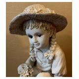 LR - Girl with Birds & Flowers Resin Statue - 18 in Tall