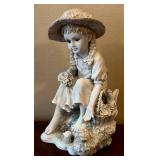 LR - Girl with Birds & Flowers Resin Statue - 18 in Tall