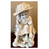 LR - Girl with Birds & Flowers Resin Statue - 18 in Tall