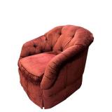 LR - Vintage Red Upholstered Swivel Club Chair