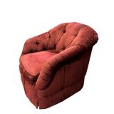 LR - Vintage Red Upholstered Swivel Club Chair