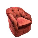 LR - Vintage Red Upholstered Swivel Club Chair
