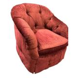 LR - Vintage Red Upholstered Swivel Club Chair