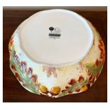 LR - Gibson Elite Hand-Painted Fall Leaves Ceramic Serving Bowl - Large