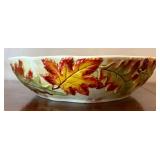 LR - Gibson Elite Hand-Painted Fall Leaves Ceramic Serving Bowl - Large