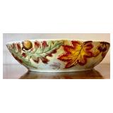 LR - Gibson Elite Hand-Painted Fall Leaves Ceramic Serving Bowl - Large