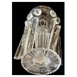 LR - Pair of Antique Cut-Glass Lusters with Scalloped Rims