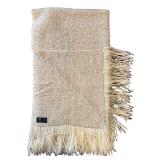 LR - Kennebunk Weavers Woven Blanket 58 x 38 Cream Throw Made in USA