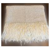 LR - Kennebunk Weavers Woven Blanket 58 x 38 Cream Throw Made in USA